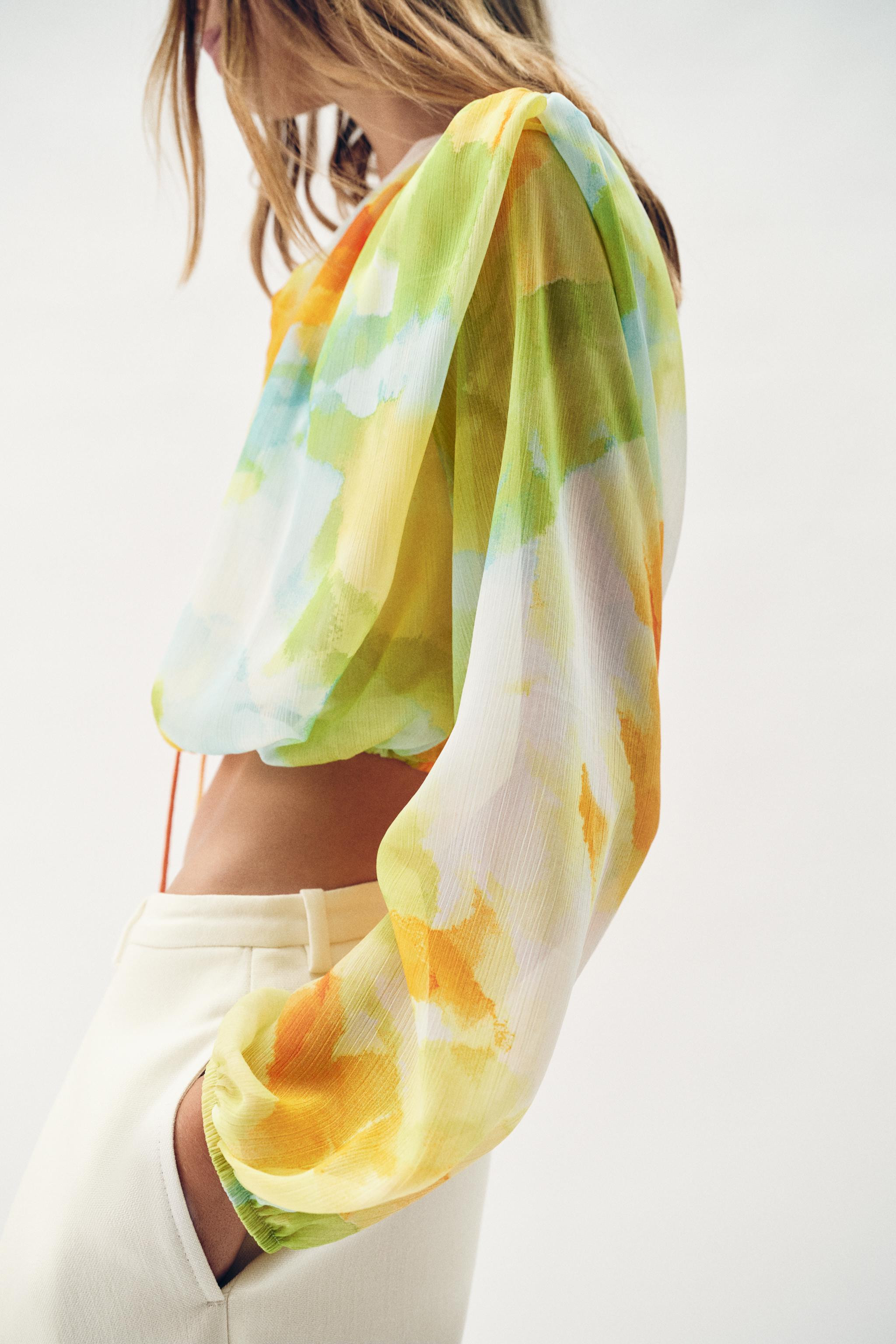 PRINTED CROPPED BLOUSE | Zara US
