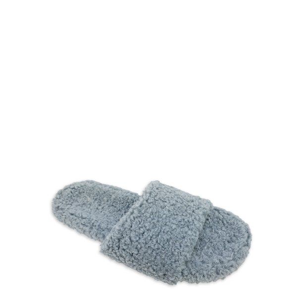 No Boundaries Women's Faux Sherpa Slide Slippers - Walmart.com | Walmart (US)