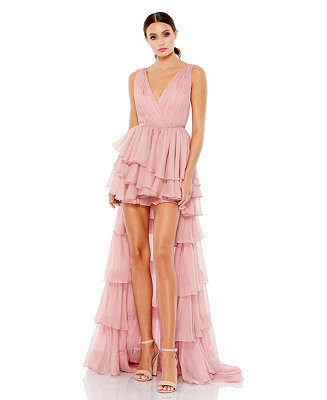 Women's High Low Tiered Gown With Built In Bodysuit | Macy's