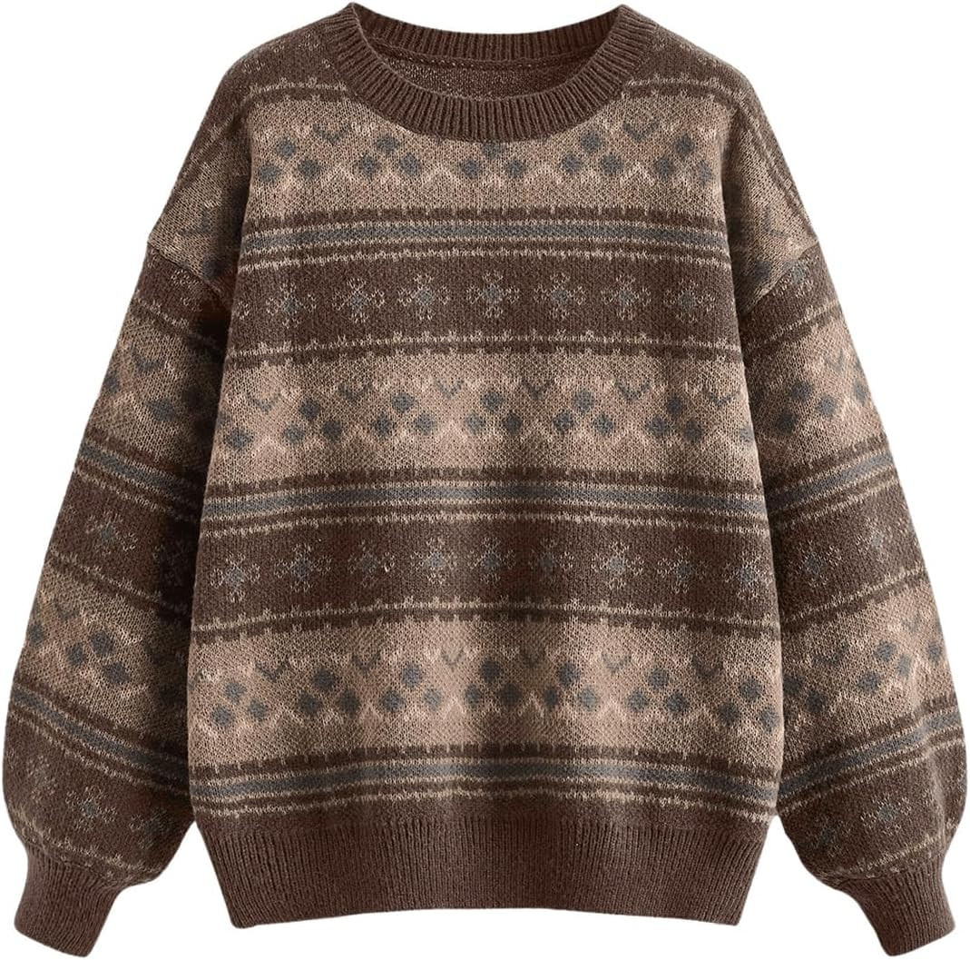 MakeMeChic Women's Halloween Sweaters Fall Tops Vintage Grandpa Sweaters | Amazon (US)