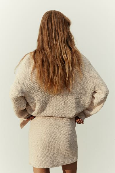 Glittery textured-knit skirt - Light beige - Ladies | H&M GB | H&M (UK, MY, IN, SG, PH, TW, HK)