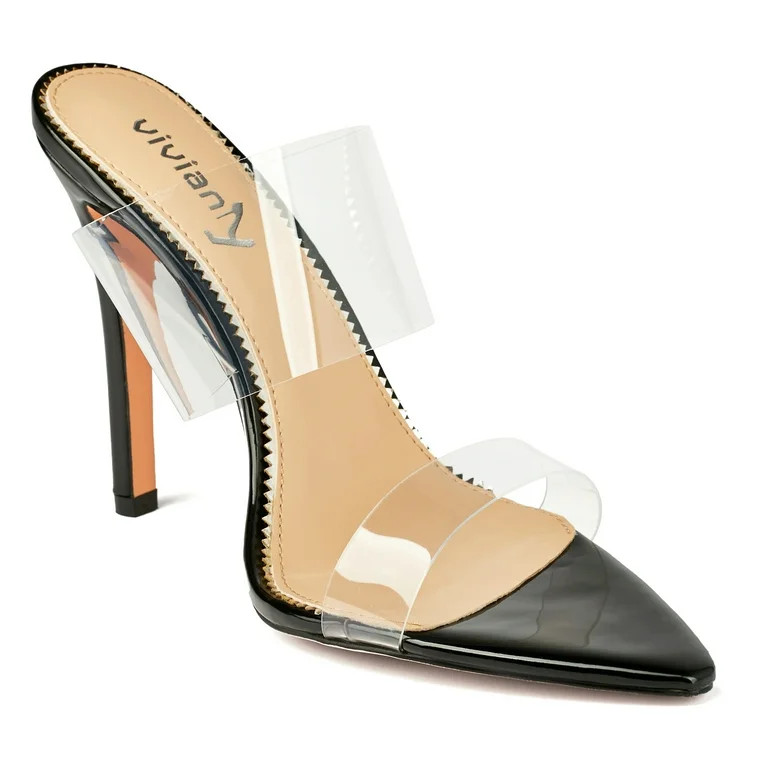 vivianly Women's Clear Pointed Toe Heels Sandals Open Toe Transparent Strap Heels Stiletto High H... | Walmart (US)