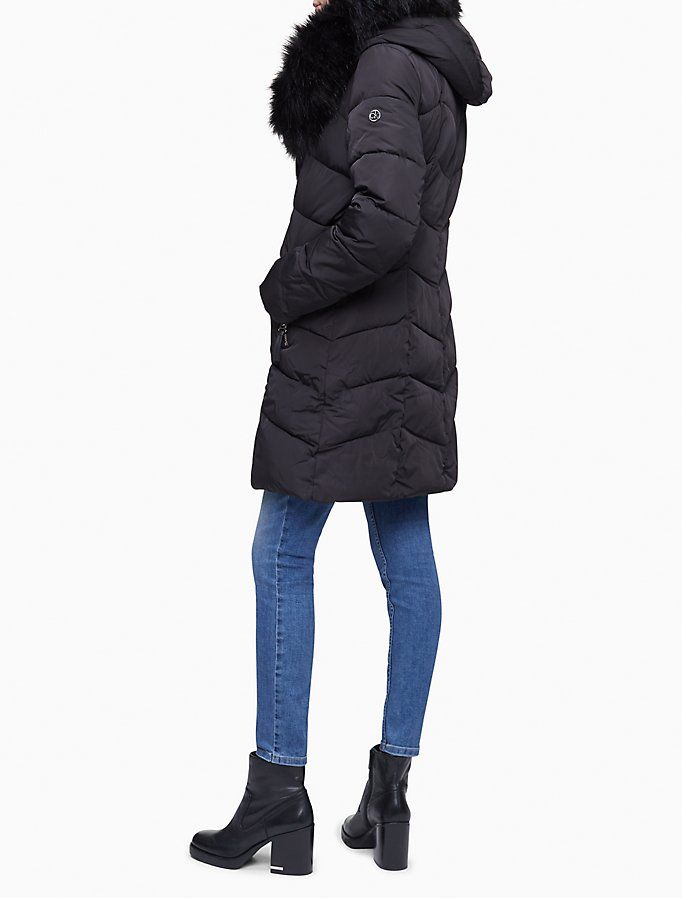 Faux Fur Collar Full Zip Puffer Coat | Calvin Klein (US)