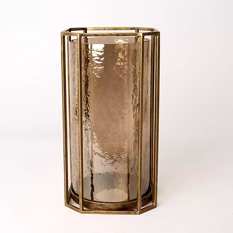 New! Gold Faceted Glass Hurricane Lantern, 13 in. | Kirklands