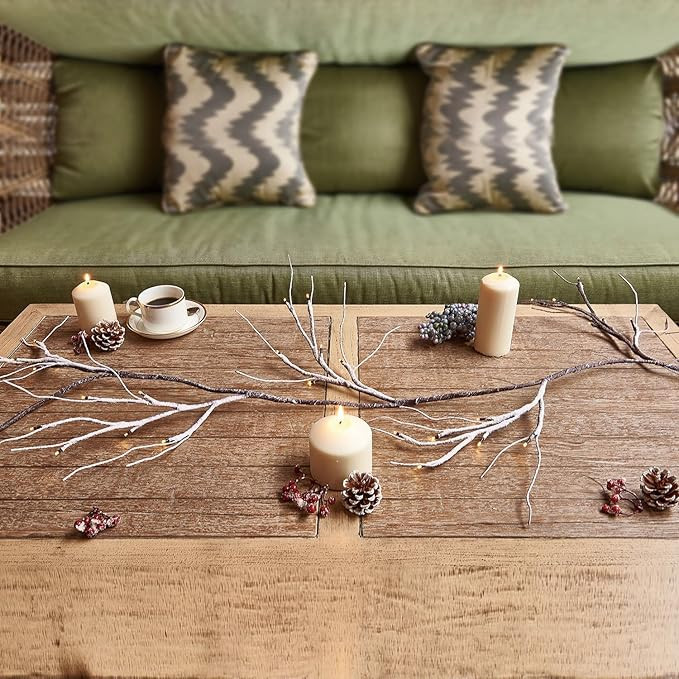 Fudios Lit Snow Garland Lights with Timer 48 LED 6ft Battery Operated for Winter Decor, Light up ... | Amazon (US)