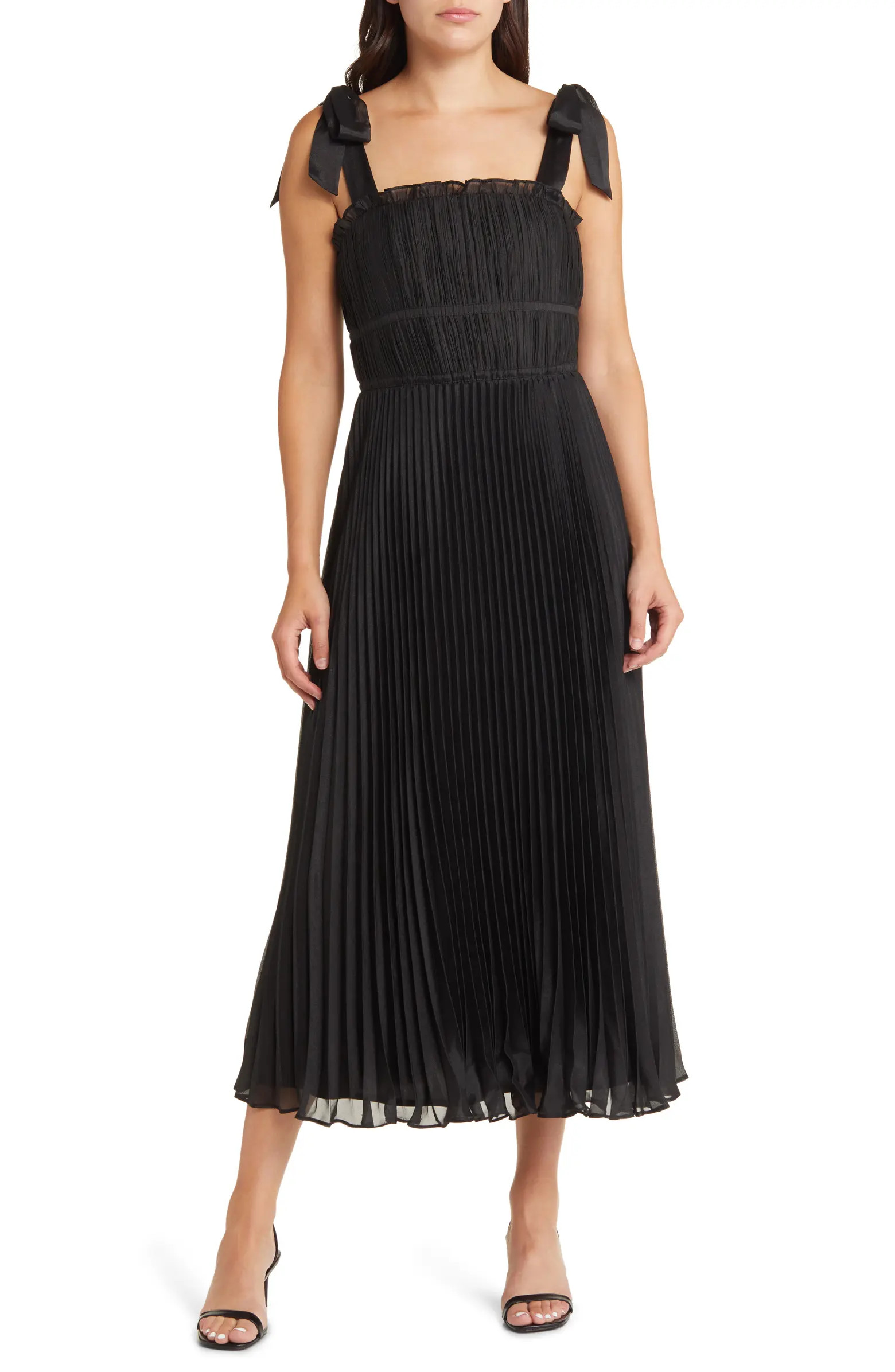 Bianca Pleated Organza Midi Dress | Nordstrom