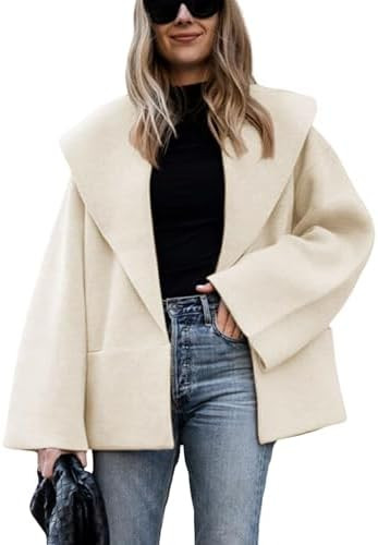 Hooever Women's Shawl Collar Sweater Oversized Cardigan Open Front Fall Winter Cropped Knit Sweat... | Amazon (US)