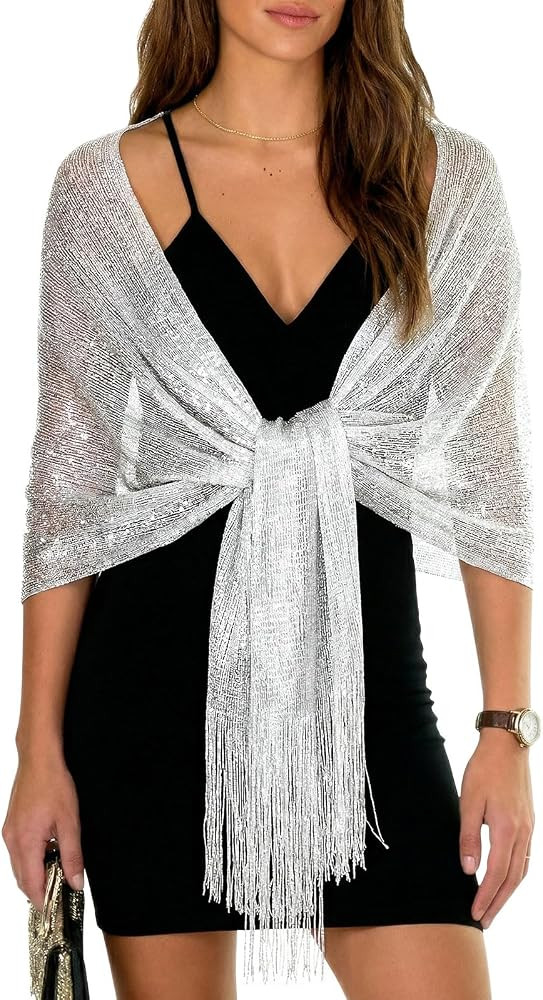 Sumolux Shawls Wraps for Evening Dresses Women Metallic Glitter Sparkling | Amazon (US)