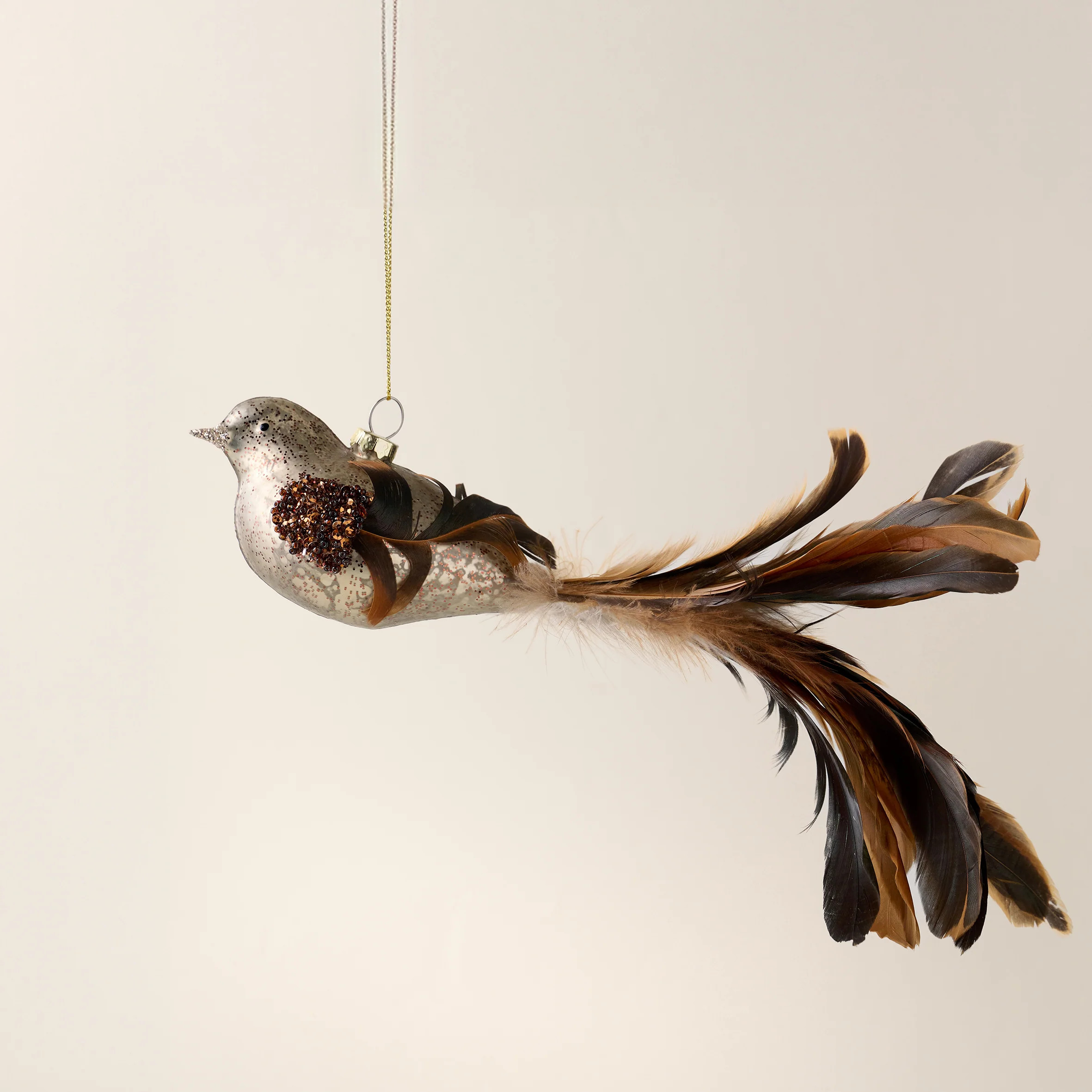 Feathered Mercury Glass Bird Ornament | Magnolia