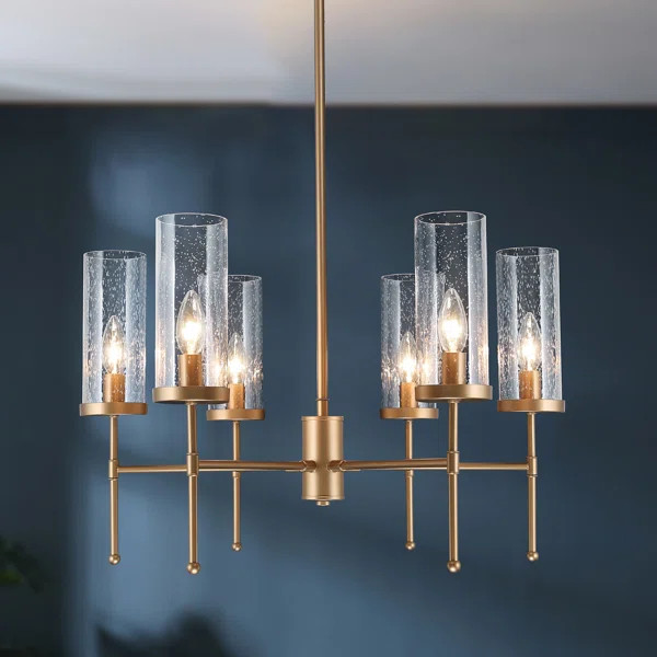 Arnita 6-Light Classic/Traditional Antique Gold with Bubble Glass Shade Chandelier ETL Certified | Wayfair North America