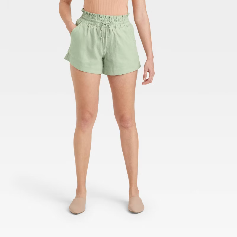 Women's High-Rise Pull-On Shorts - A New Day™ Green M | Target