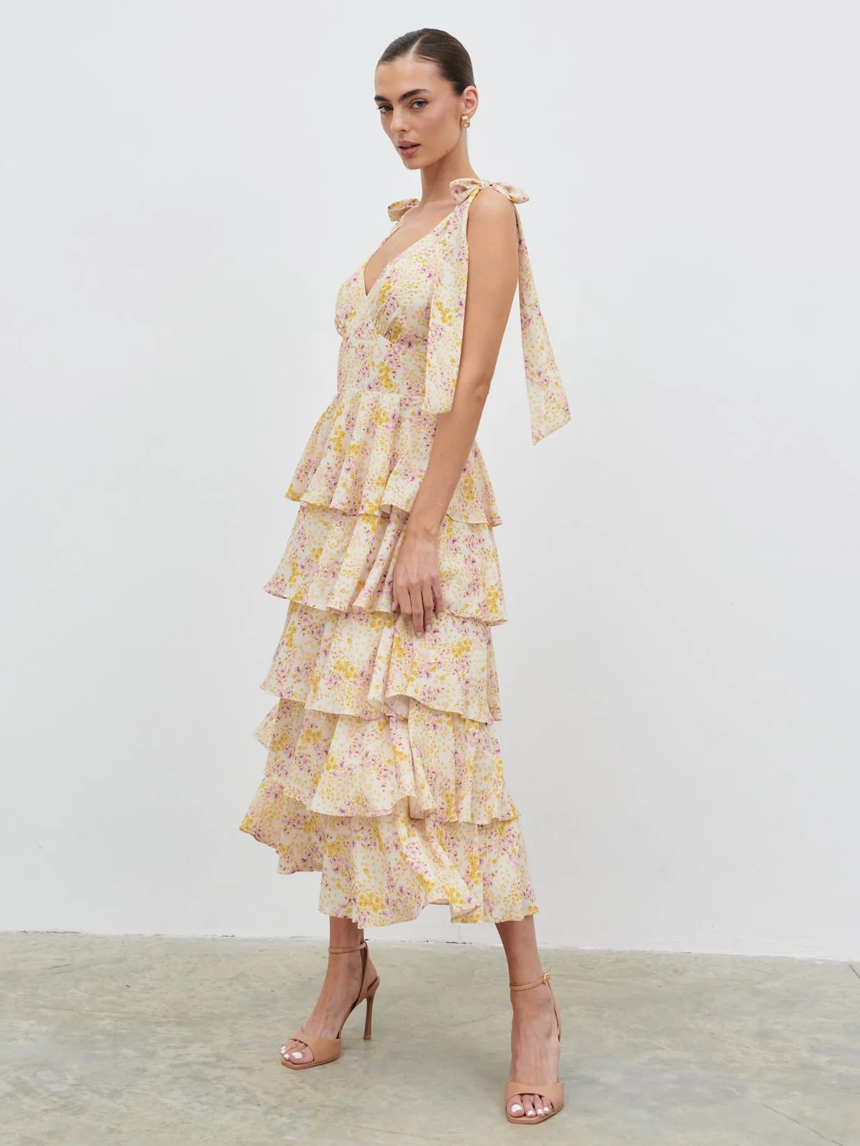Fiore Tie Ruffle Midaxi Dress | Pretty Lavish (UK)
