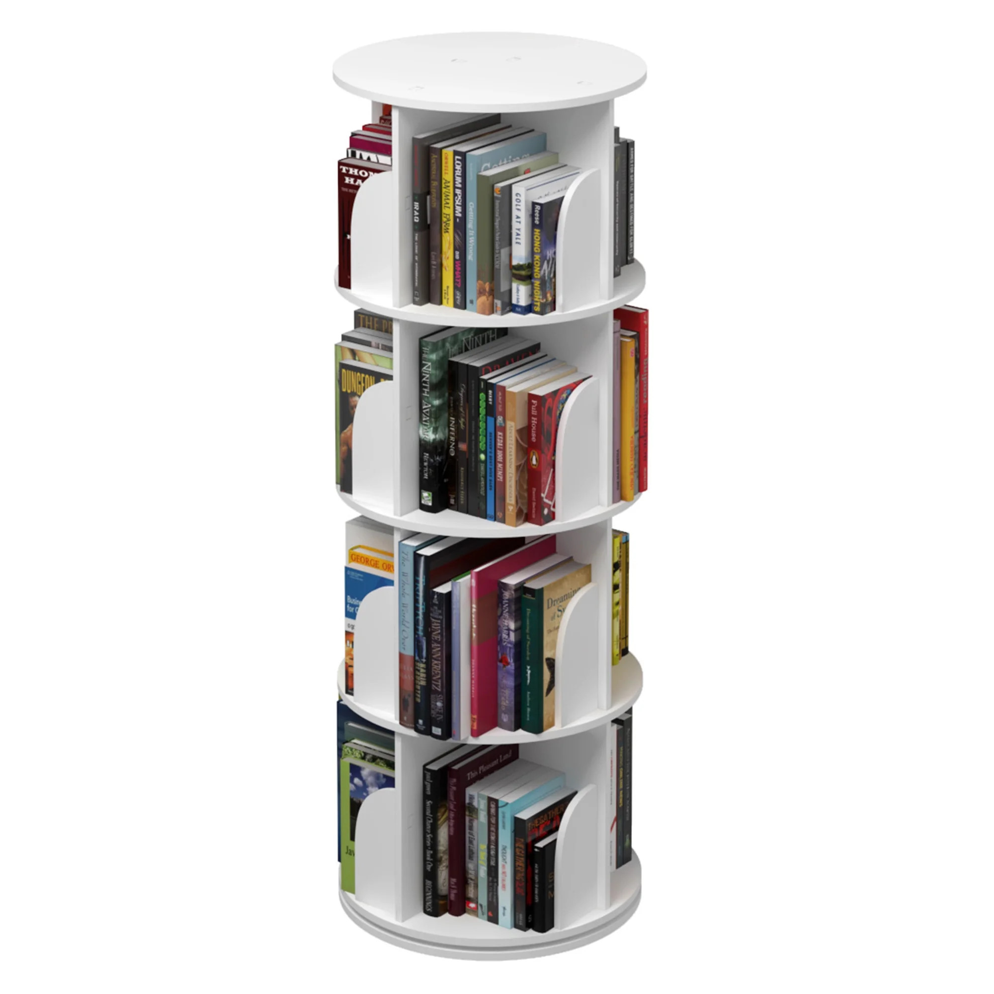 TOYTEXX 4-Tier Rotating Bookshelf, 360° Solid Wood Stackable Organizer for Home & Office - White... | Walmart (CA)