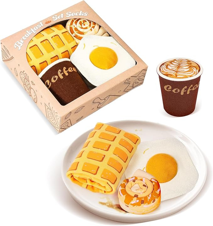 AGRIMONY Funny Breakfast Pancake Socks Box for Men Women Teen Boys - Novelty Fun Funky Crazy Sill... | Amazon (US)