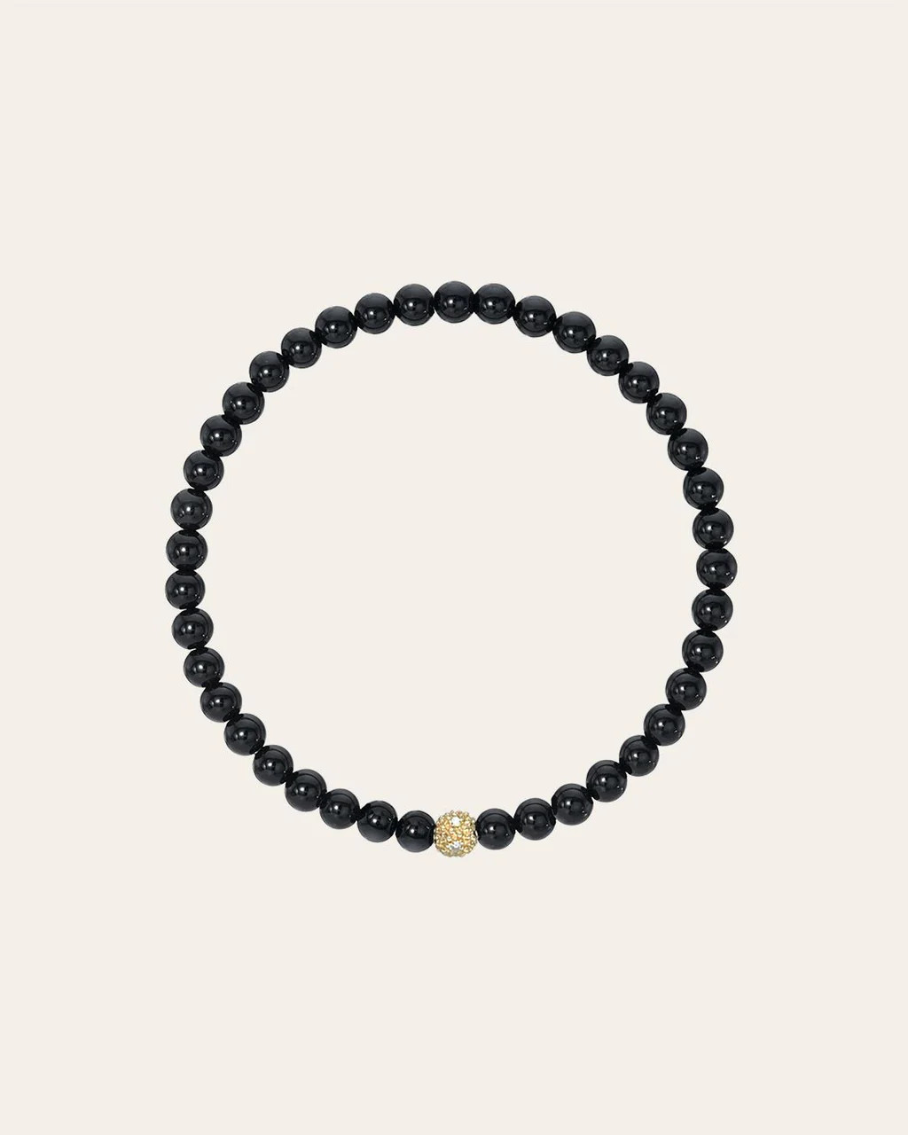 4mm Black Onyx Bead Bracelet with Diamond Bead | Zoe Lev Jewelry