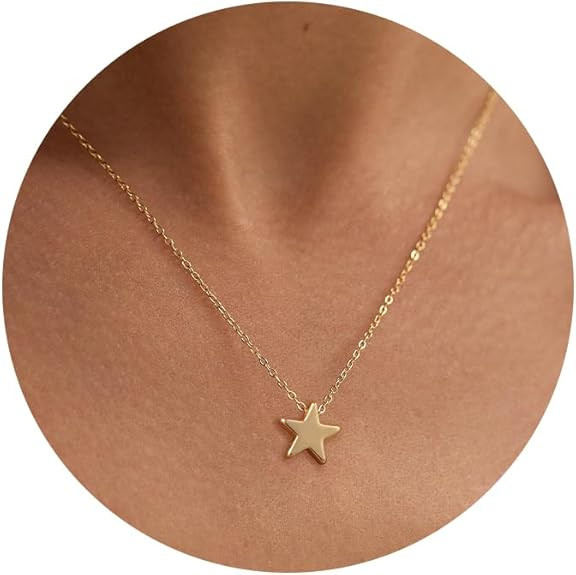 Valloey Rover Gold Necklace for Women 14K Gold Plated Circle Cubic Zirconia Pendant Necklace Dain... | Amazon (US)