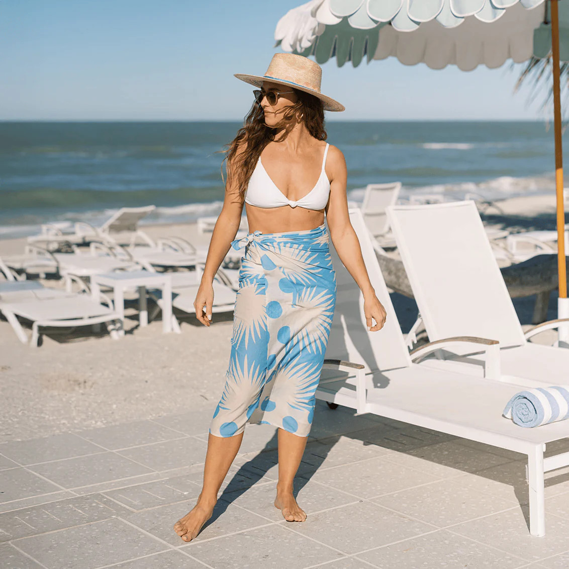 Blue Palm Geo Sarong | Sunshine Tienda