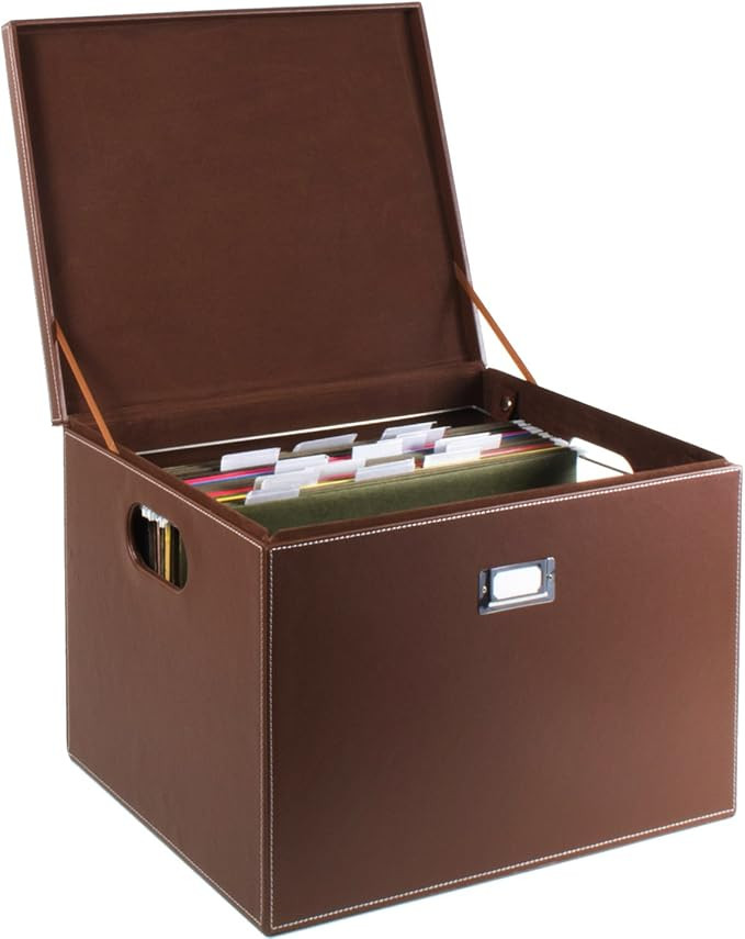 G.U.S. Hanging File Box | Decorative Hanging File Folders Storage Bins with Lids | Portable Deskt... | Amazon (US)