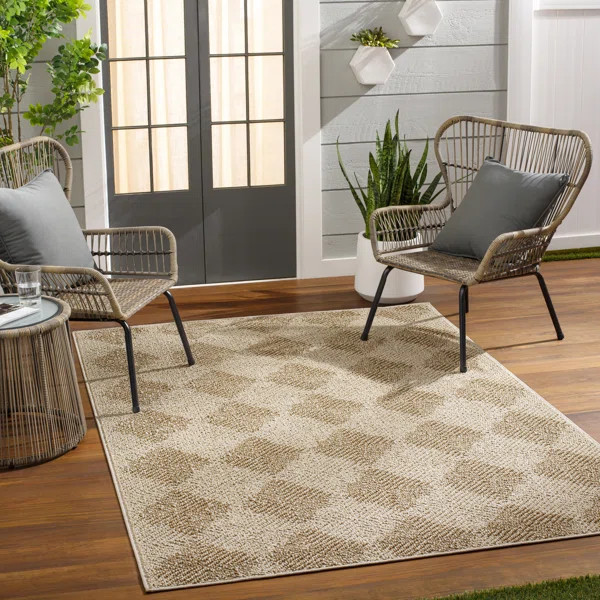 Vivir x Livabliss Kaya Khaki Indoor/Outdoor Area Rug | Wayfair North America