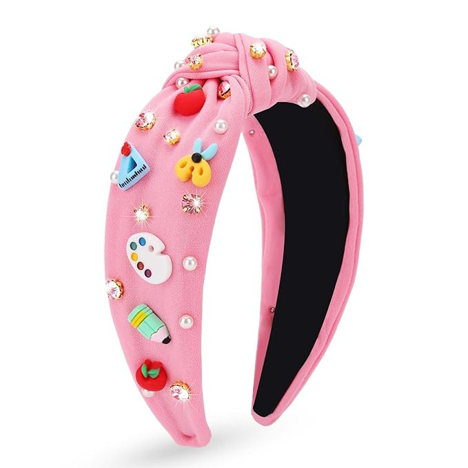 Headband for Women, Pearl Rhinestone Wide Knotted Headband, Crystal Beaded Jeweled Top Knot Embel... | Amazon (US)