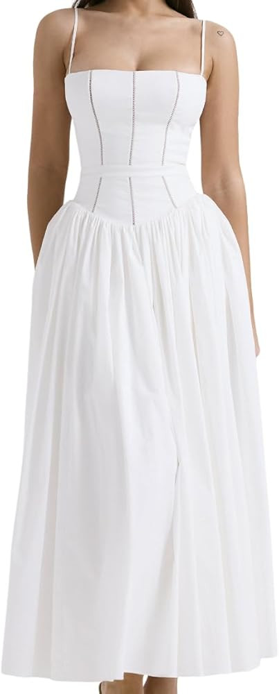 Women's Casual Bohemian Floral Printed Strapless Backless Beach Party A-Line Flowy Long Maxi Dres... | Amazon (US)