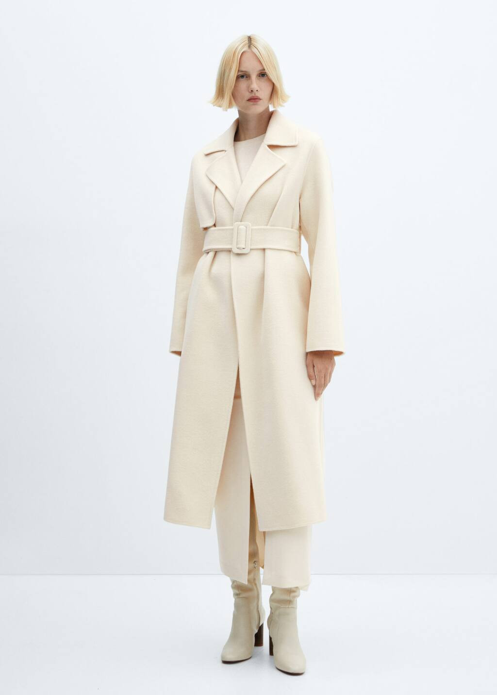 Wool coat with handmade belt -  Women | Mango USA | MANGO (US)
