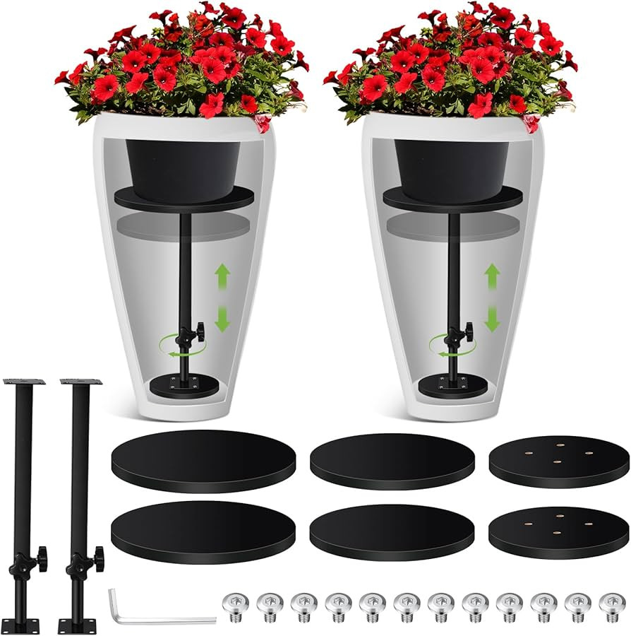 2 Pack Adjustable Height Planter Inserts for Large Pots, Iron Rise Plant Fillers Risers, Metal Pl... | Amazon (US)