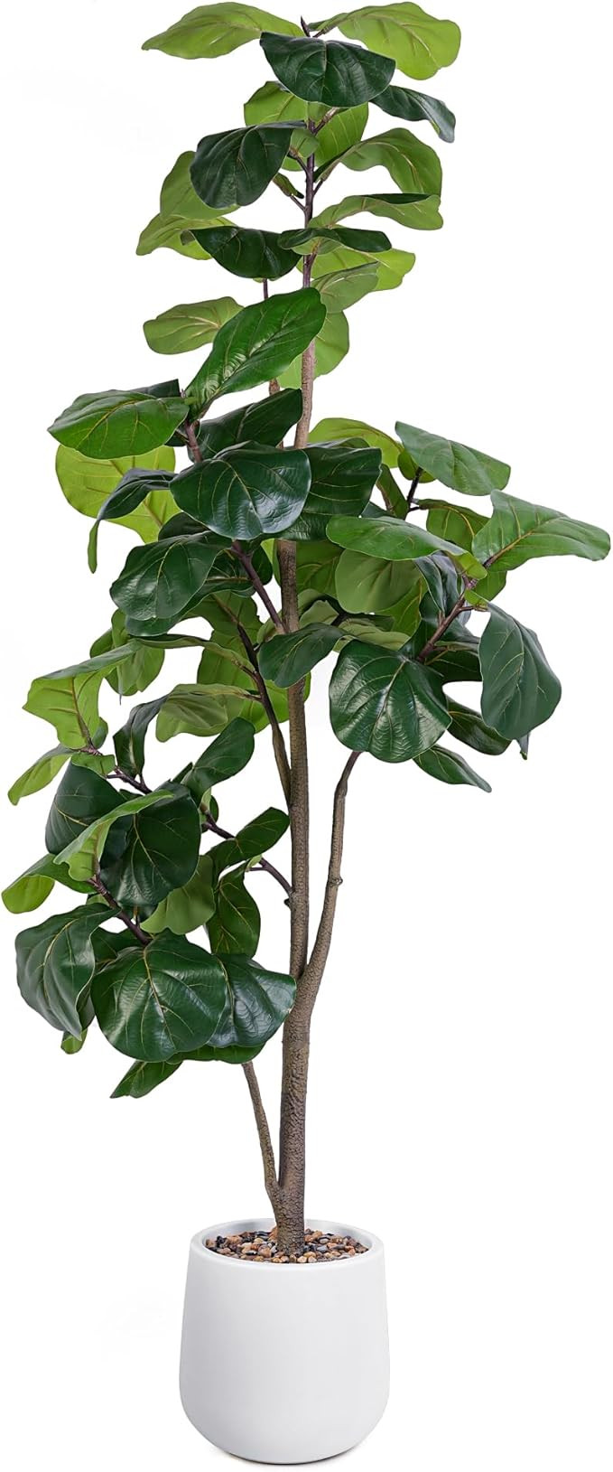 Artificial Fiddle Leaf Tree, 6ft Faux Plant Fake Ficus Lyrata Silk Trees with White Planter, Arti... | Amazon (US)