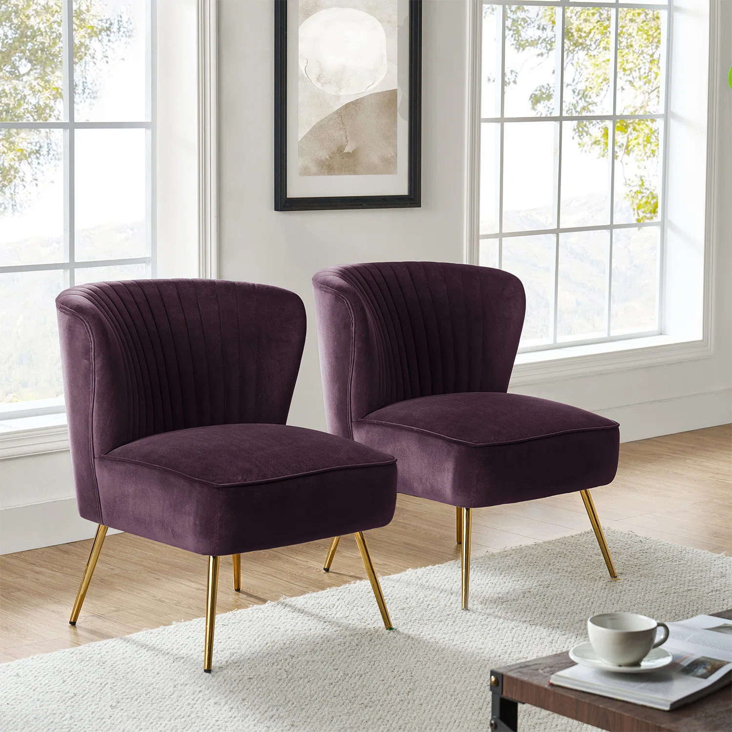 Euclid 26" Wide Tufted Velvet Accent Side Chair (Set of 2) | Wayfair North America
