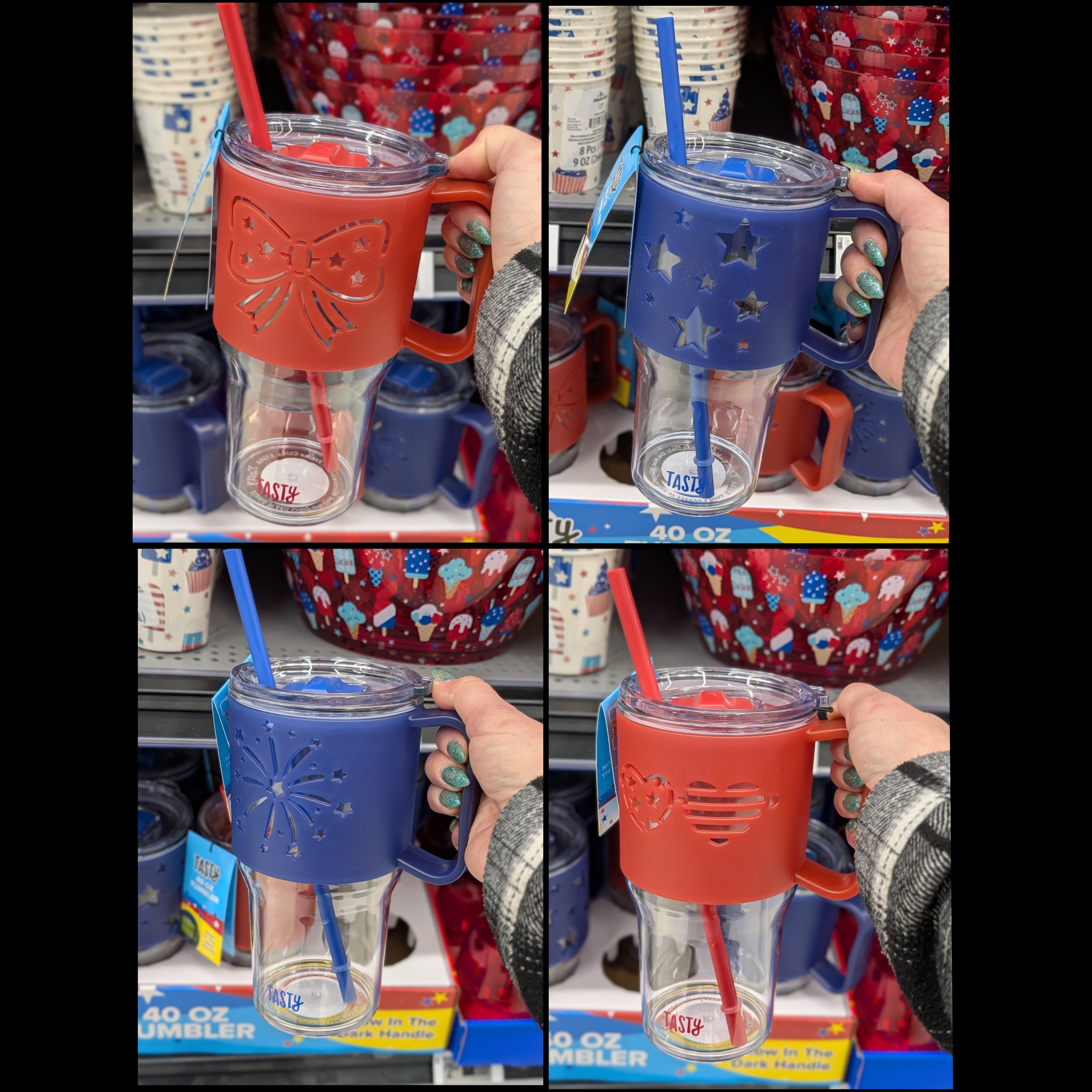 4th of July tumblers with glow-in-the-dark handle from Walmart! 🥤🎇⭐

#LTKSeasonal #LTKHome #LTKfoodie