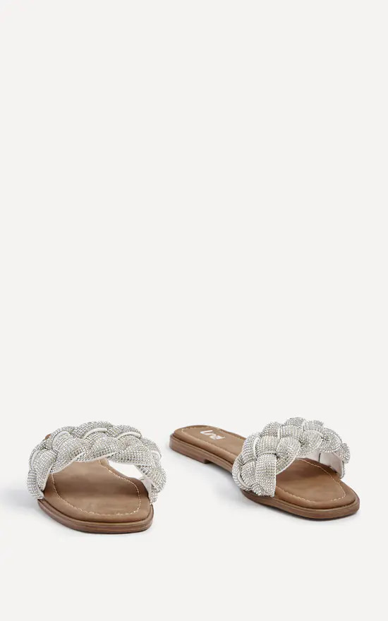 Pandora Silver Diamante Plaited Slider Sandal | Linzi | SilkFred | SilkFred