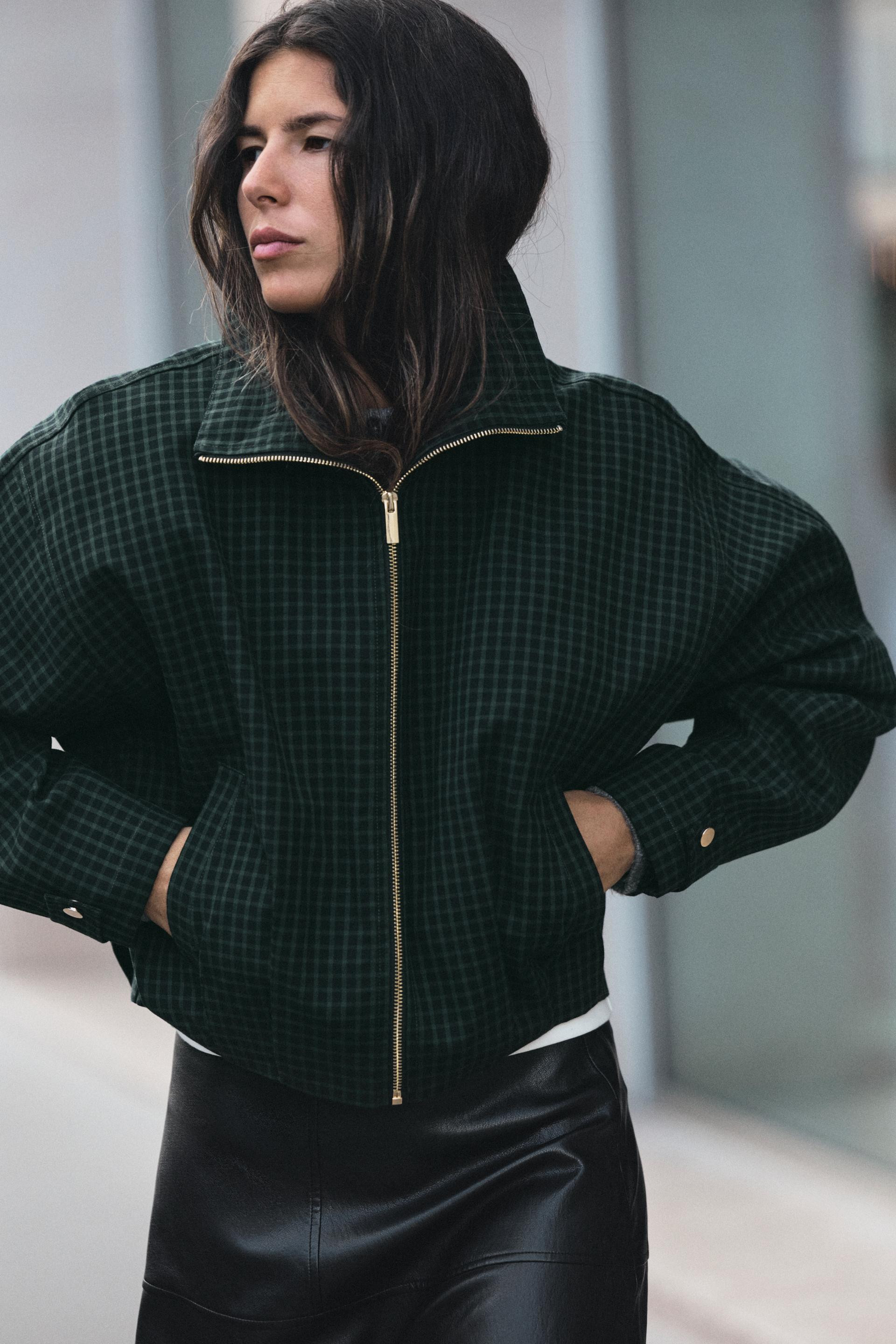 Zara - Plaid Bomber Jacket - Red - S - Woman | Zara US