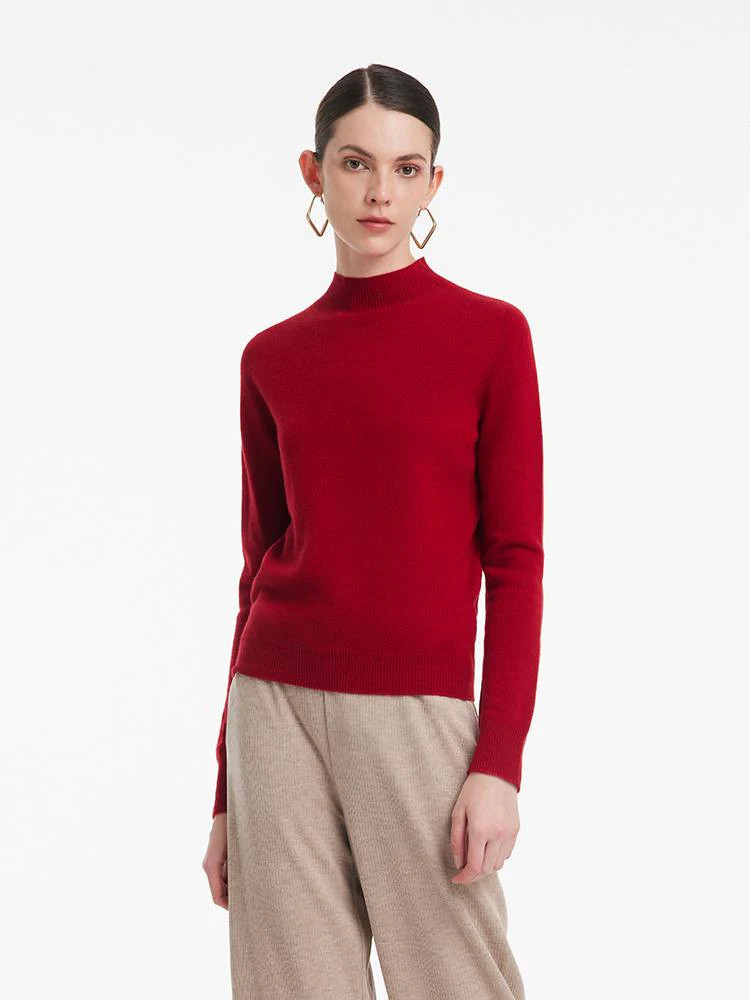 Cashmere Mock Neck Women Sweater | GOELIA