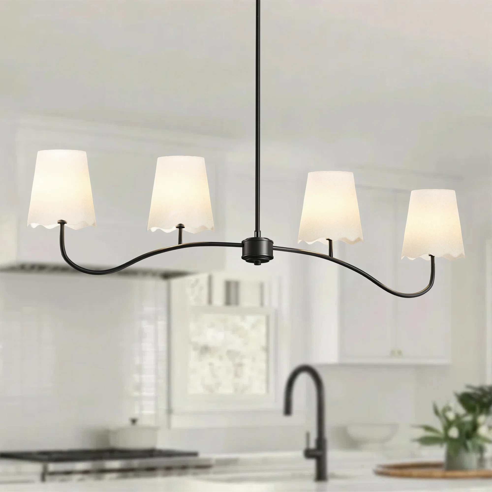 4 - Light 44"W Electroplated Brass Iron Modern Kitchen Island Chandelier Pendant Light | Wayfair North America