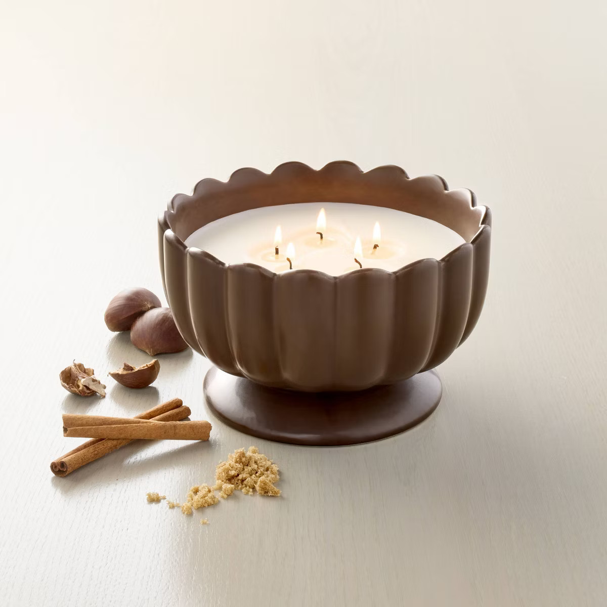 5 Wick Footed Ceramic Scalloped Rim Jar Candle 34oz - Hearth & Hand™ with Magnolia | Target