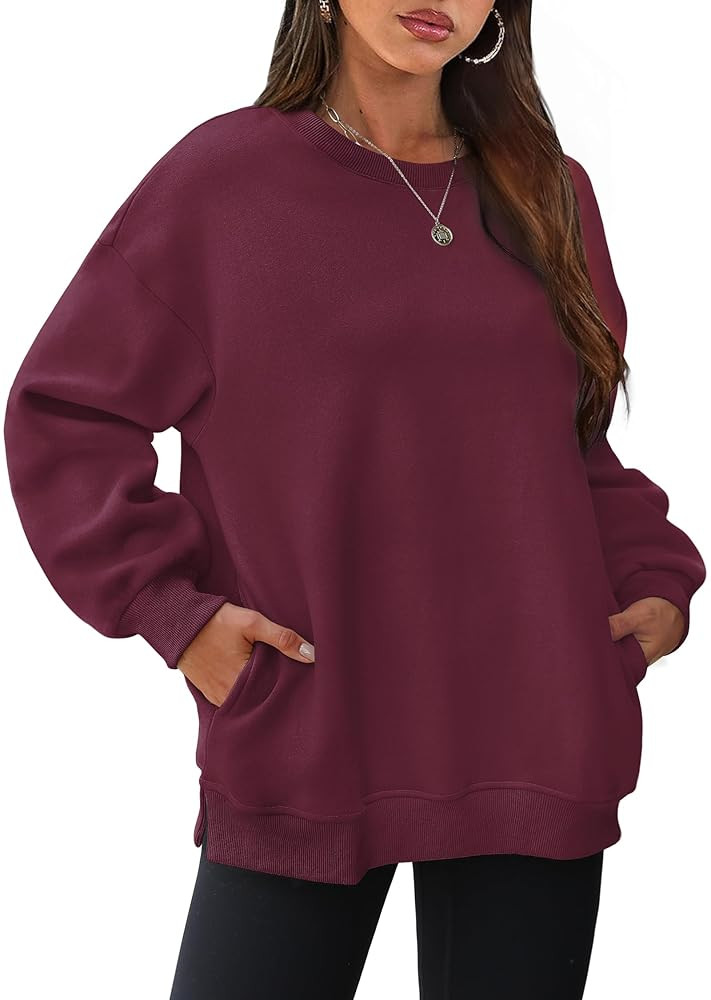WIHOLL Womens Oversized Sweatshirts Crewneck Long Sleeve Tops Fleece Pullover Fall Fashion Clothe... | Amazon (US)