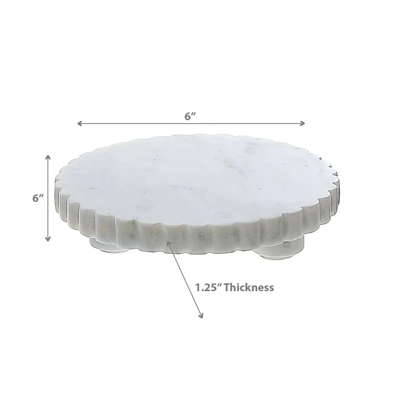 Masion Concepts Marble Scallop Footed Round Dish ,White,Marble, 6 L x 6 W x 1.25 H | Walmart (US)