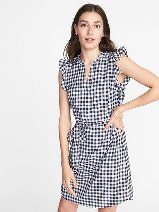 Sleeveless Ruffle-Trim Shirt Dress for Women | Old Navy US
