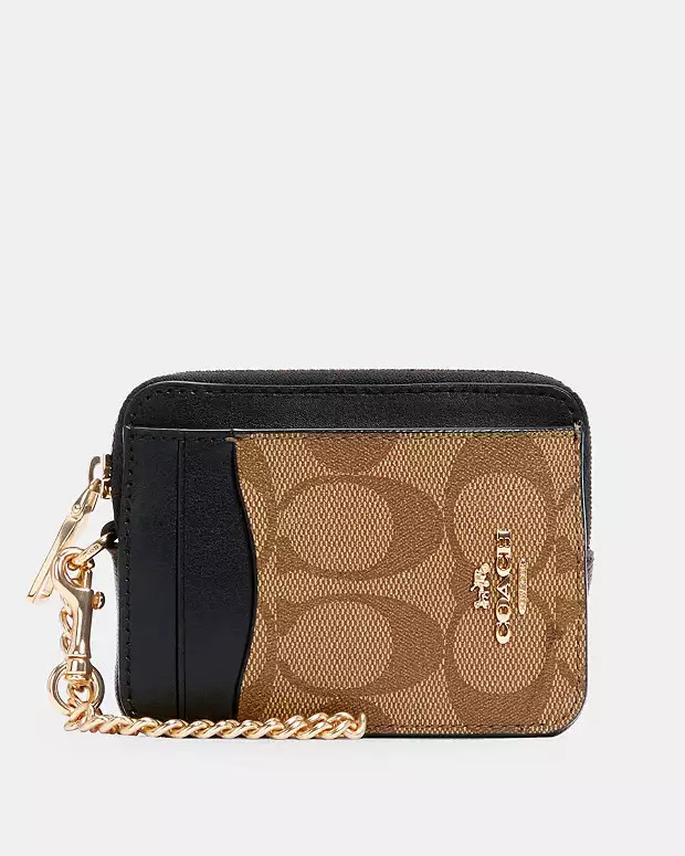 Zip Card Case In Blocked Signature Canvas | Coach Outlet US