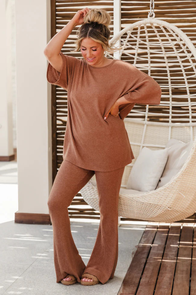 Siesta Saturday Mocha Flare Pants Krista Horton X Pink Lily | Pink Lily