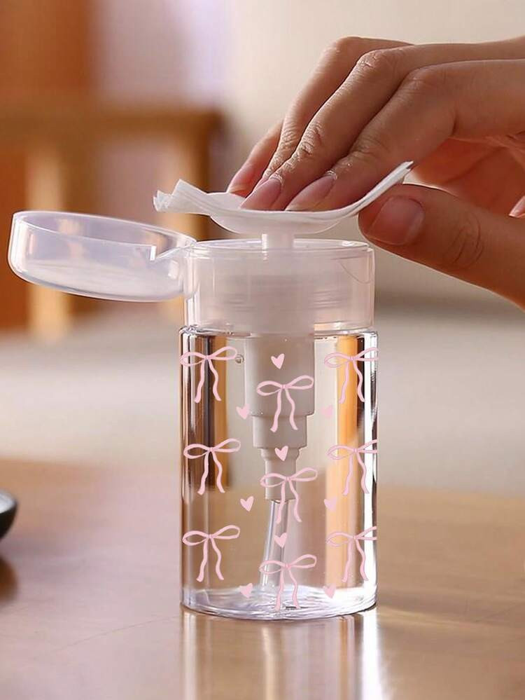 Pink Bow Tie Pattern Clear PET Refillable Travel Bottle, Makeup Remover Dispenser, Dispensing Bot... | SHEIN