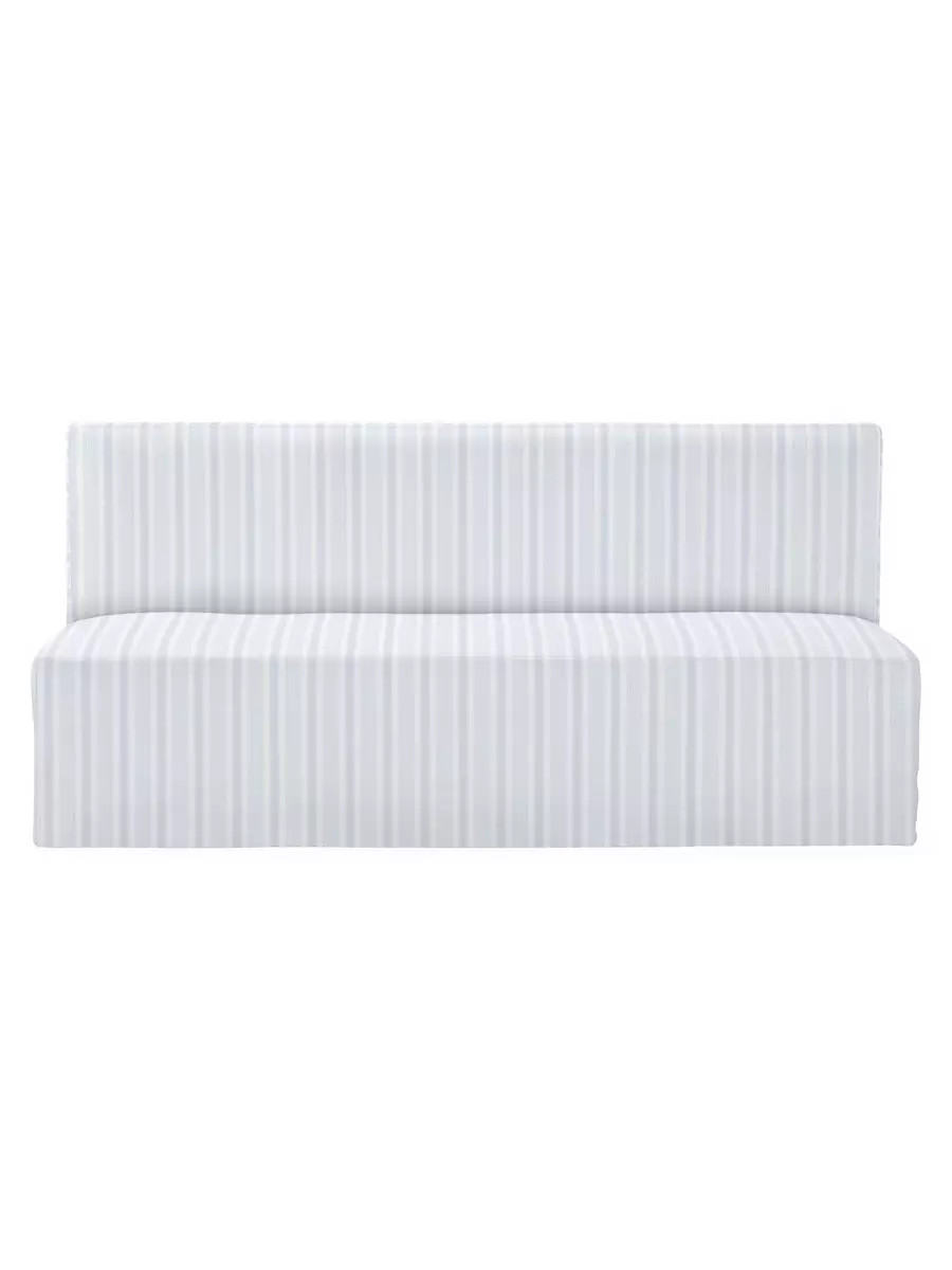 Ross Dining Bench - Slipcovered - Sky Performance French Stripe | Serena and Lily
