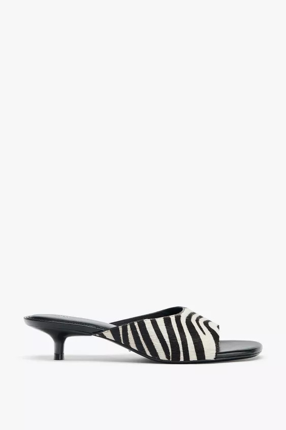 ANIMAL PRINT LEATHER KITTEN MULES | Zara US
