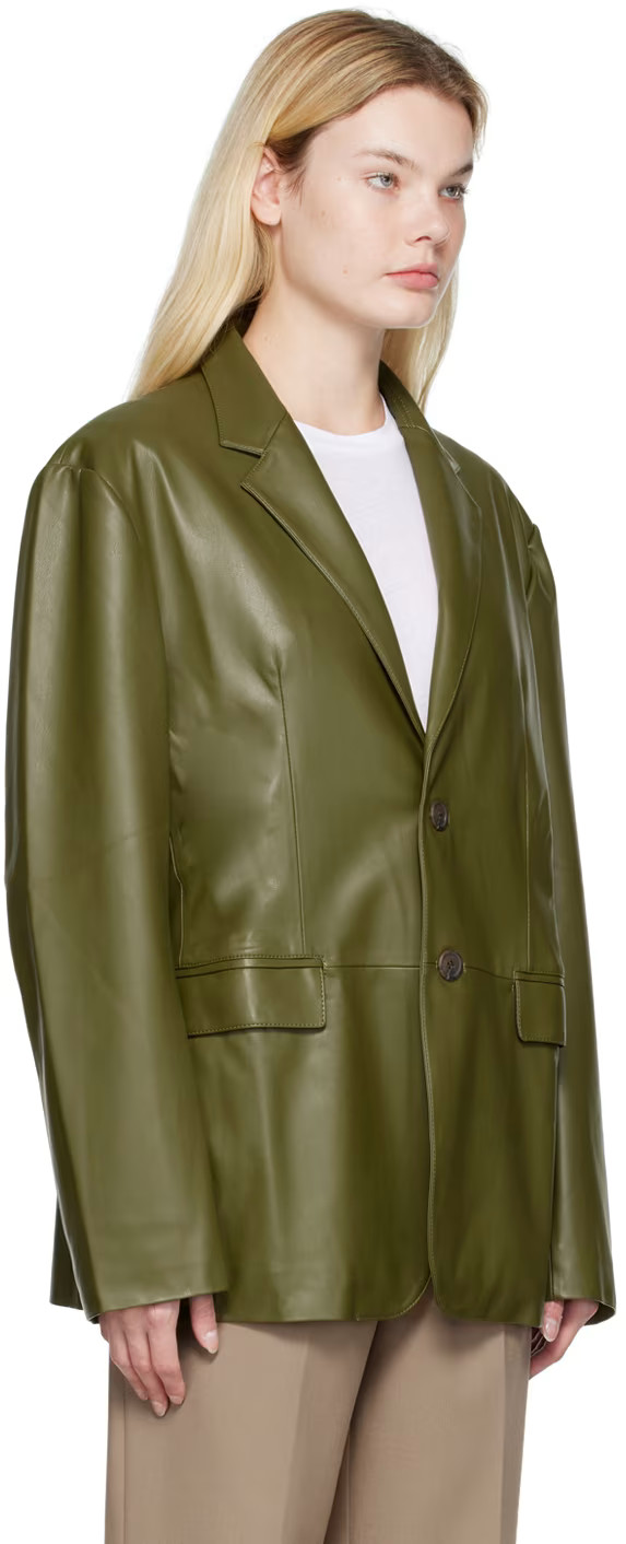 Green Faux-Leather Olympia Blazer | SSENSE