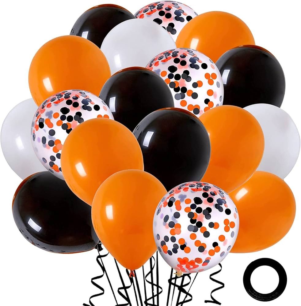 70 Pack Halloween Party Balloons,12inch Black Purple Orange Confetti Halloween Ballons Garland Ki... | Amazon (US)