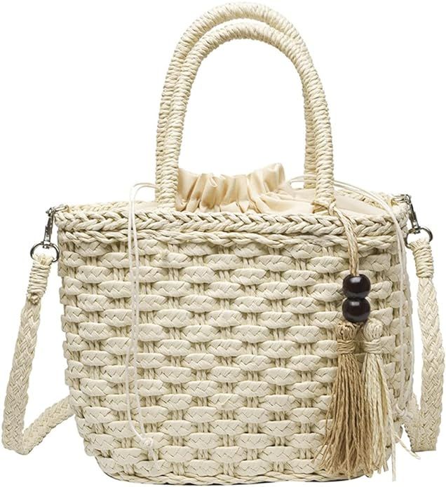 Handwoven Straw Bag for Women Lightweight Shopping Tote Handbag Purse Boho Bag | Amazon (US)