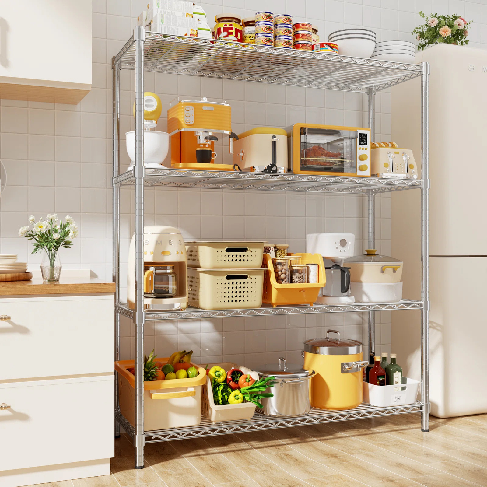 Rebrilliant Height-Adjustable Garage Wire Shelving Unit For Kitchen, Laundry Room, Pantry, Wareho... | Wayfair North America