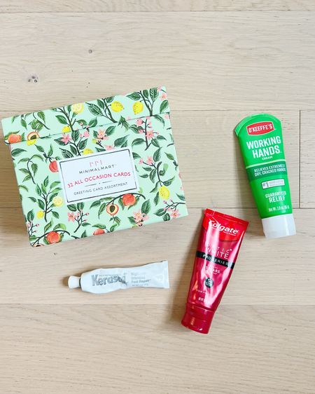 Some of my top finds including the best toothpaste, lotion to keep your hands and feet smooth, and a greeting card box to keep you on task this year! 

#LTKfindsunder50 #LTKhome #LTKbeauty