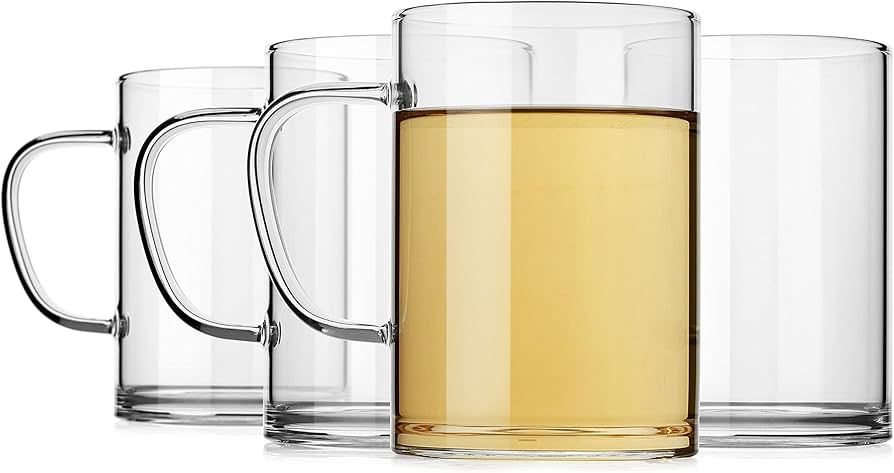 LUXU Glass Coffee Mugs 16 oz,Set of 4 Large Glass Coffee Cups Clear Tea Cups,Iced Coffee Glasses,... | Amazon (US)