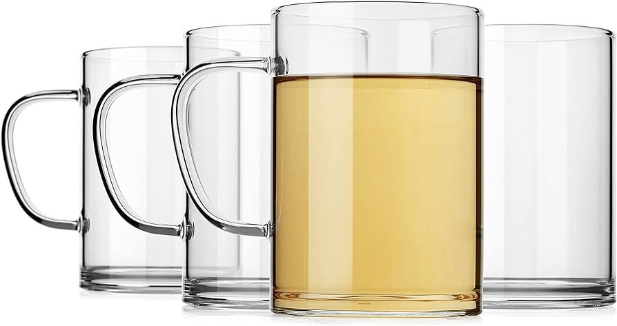 LUXU Glass Coffee Mugs 16 oz,Set of 4 Large Glass Coffee Cups Clear Tea Cups,Iced Coffee Glasses,... | Amazon (US)